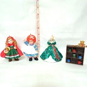 4 vintage Christmas ornaments little red riding hood raggedy Ann Disney princess